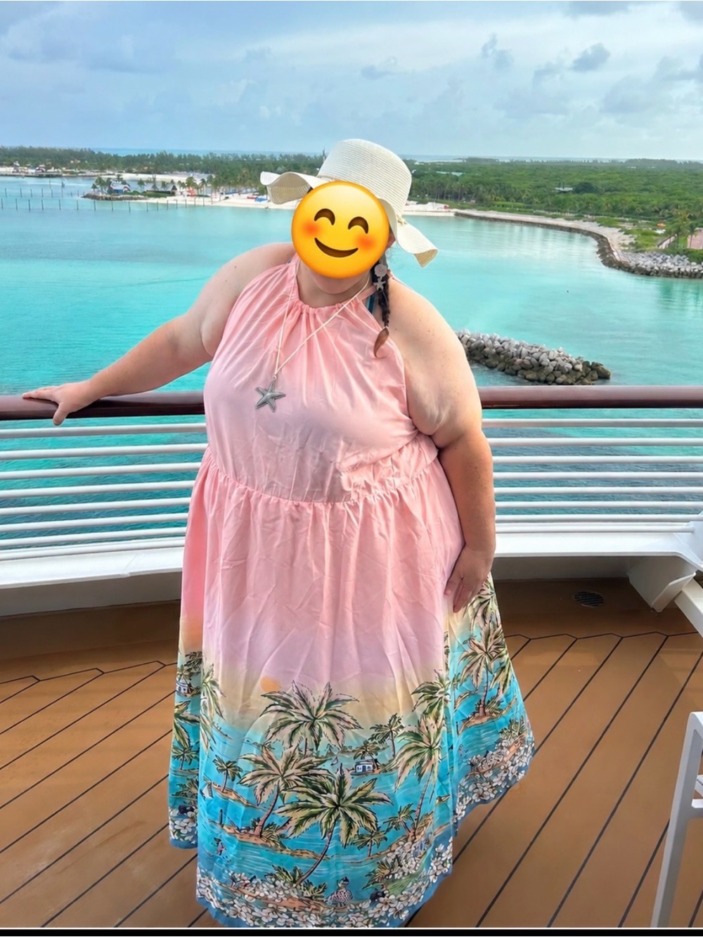 BloomChic Plus Size Pink Halter Tropical Print One-Piece Dress